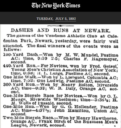 Dashes and Runs at Newark
July 5, 1892
