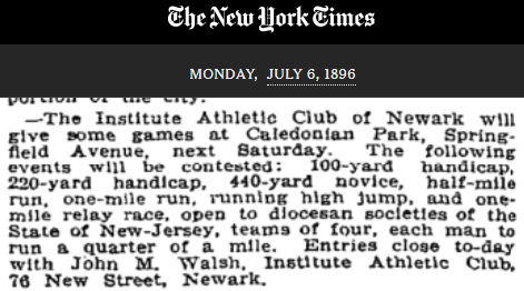 The Institute Athletic Club
July 6, 1896
