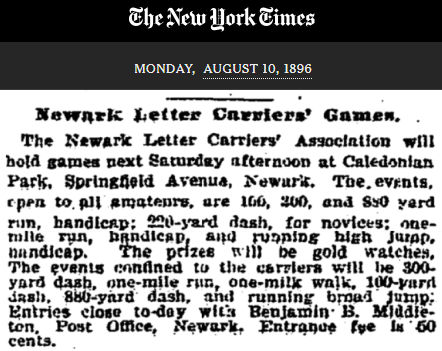 Newark Letter Carriers' Games
August 10, 1896
