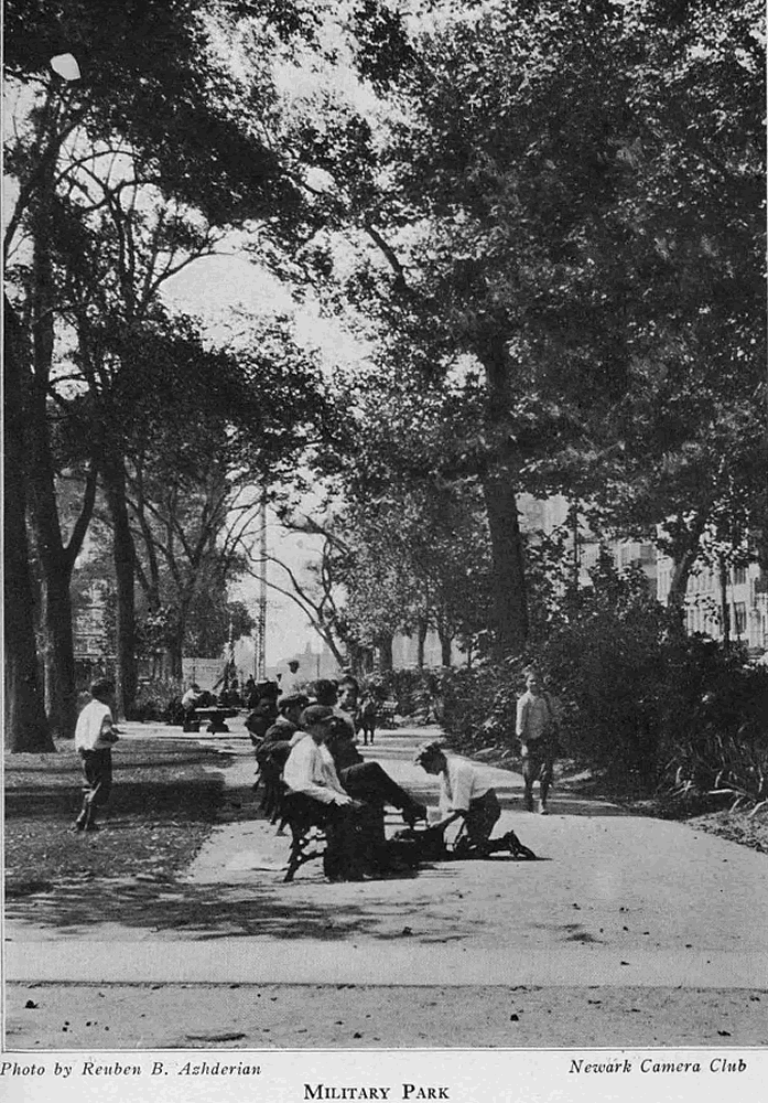 Shoe shine in Military Park (looking south)
From "Shade Tree Commission of the City of Newark, New Jersey" 1918
