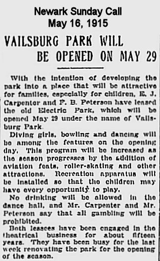 1915 - Vailsburg Park will be Opened on May 29


