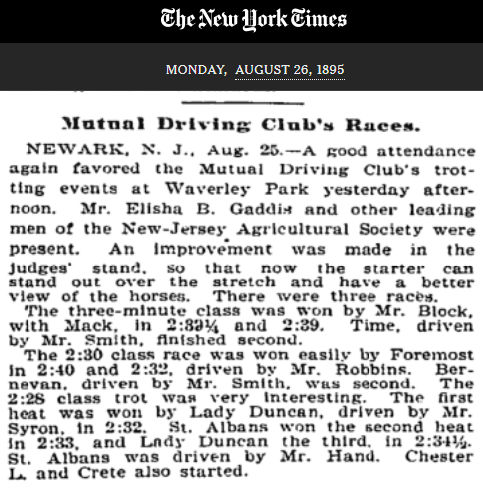 Mutual Driving Club's Races
August 26, 1895
