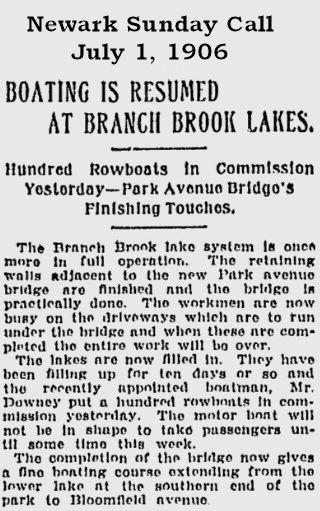 Boating Is Resumed At Branch Brook Lakes
July 1, 1906

