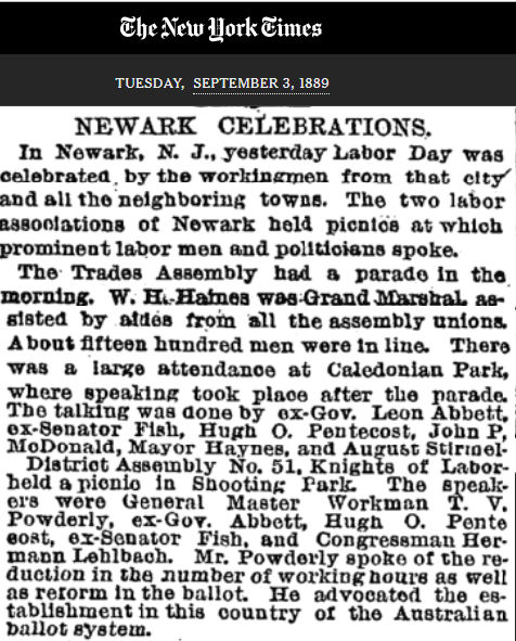 Newark Celebrations
September 3, 1889
