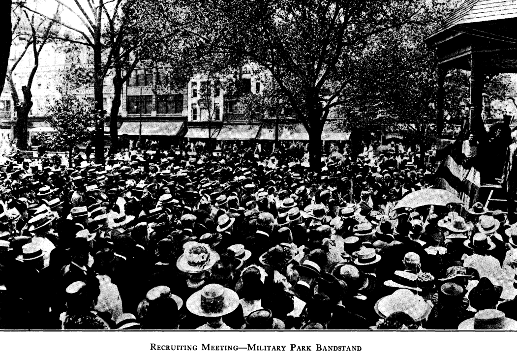 Recruiting Meeting at the Military Park Bandstand
From "Shade Tree Commission of the City of Newark, New Jersey" 1916
