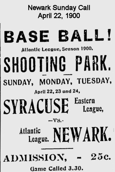 Baseball!
April 22, 1900
